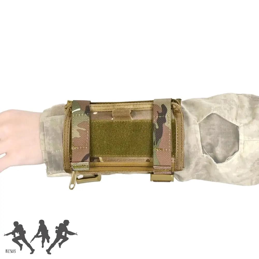 Manchon bras tactique avec poche - Accessoire pêche pour smartphone et cartes de navigation