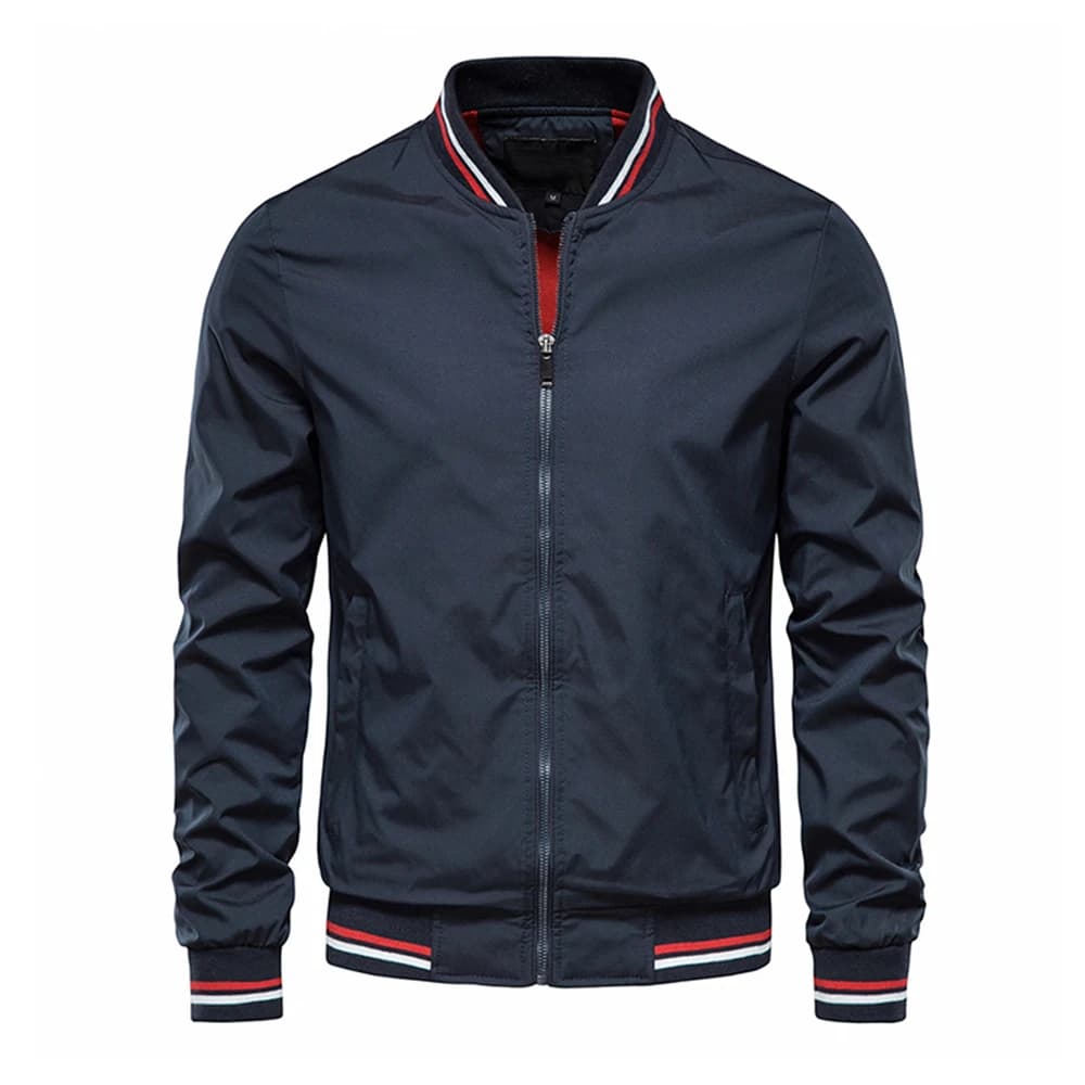 Bomber de pêche noir pour homme - Veste baseball slim fit printemps été automne qualité premium
