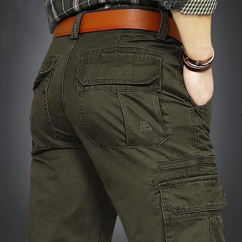 Pantalon cargo homme 100% coton multiples poches qualité premium pour pêche confortable été