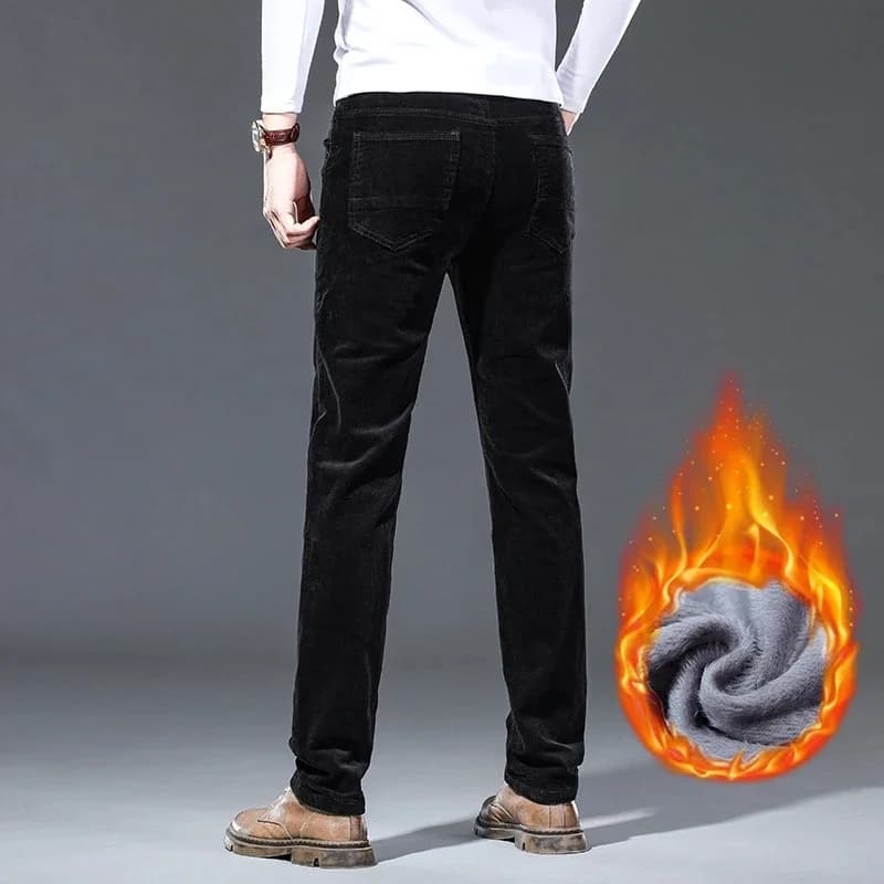 Pantalon velours polaire hiver homme nouveau classique chaud épais droit pêche décontracté