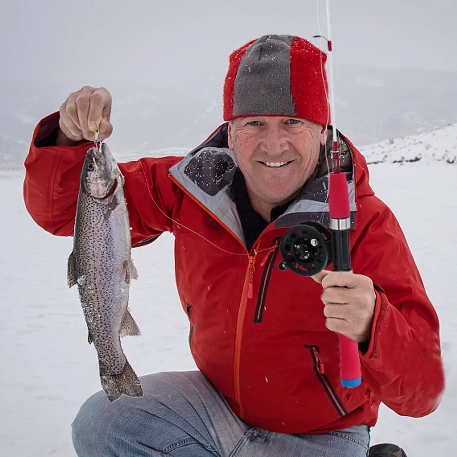 Canne à pêche sur glace Sougayilang 63cm 2 sections ultra légère et portable pour équipement pêche blanche hiver