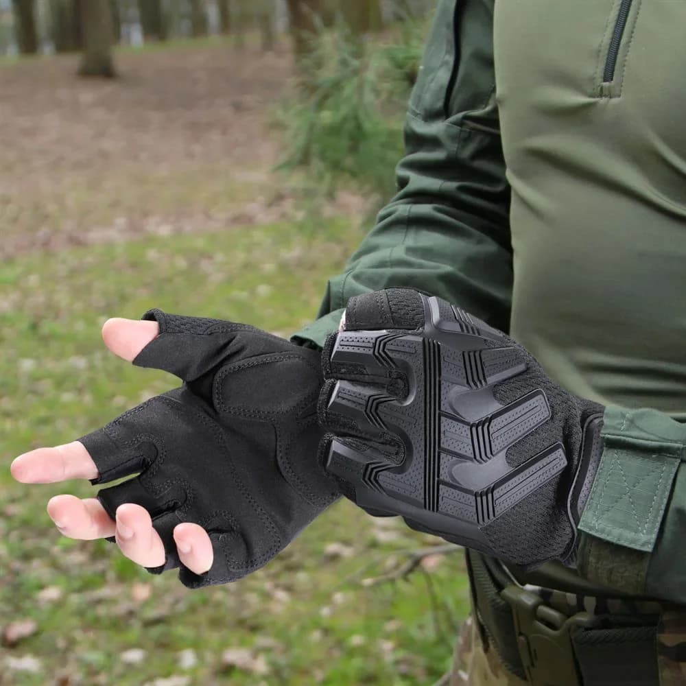 Gants tactiques mi-doigts respirants pour pêche active et manipulation précise des équipements