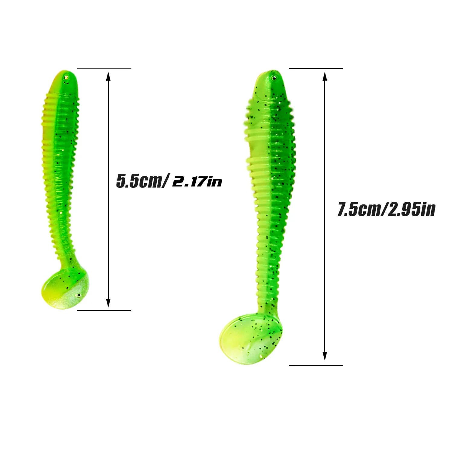 Leurres souples pêche 20PCS vers T-tail 5.5-7.5cm pour brochet perche et black bass