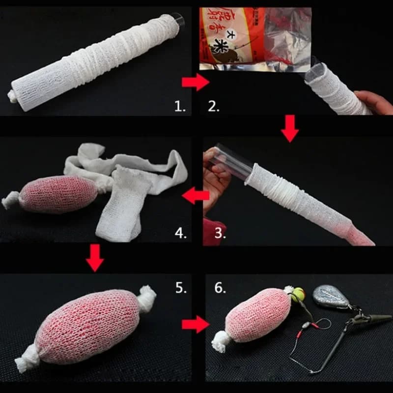 Recharge de filets PVA solubles pour pêche à la carpe, tube étroit 5m et plongeur pour appâts