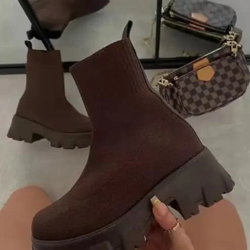 Bottines cheville tricotées grande taille - Chaussures couple épaisses casual luxe 2023