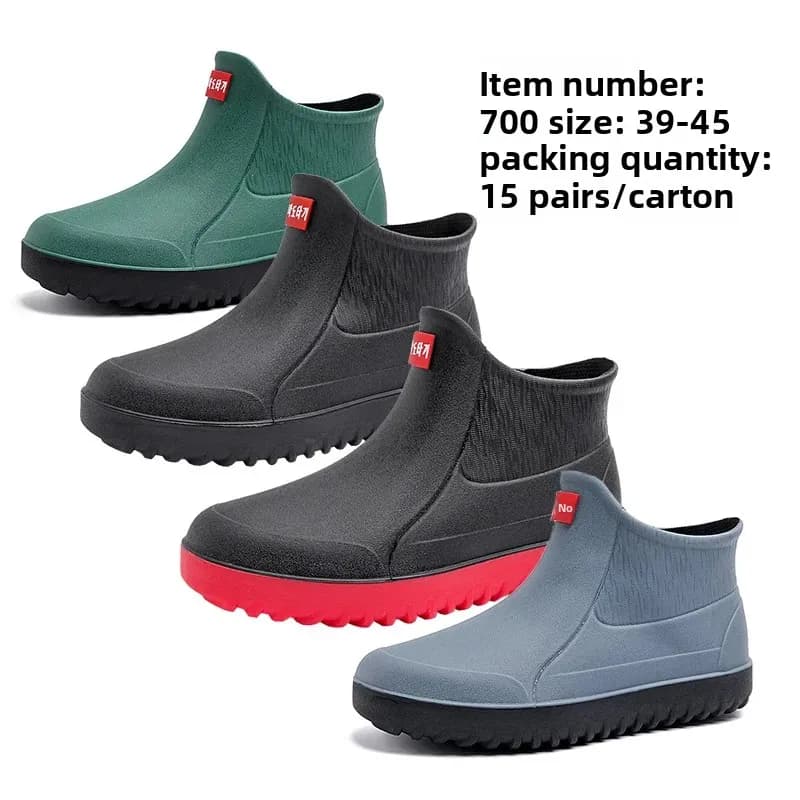 Bottes de pêche imperméables cheville homme - Chaussures PVC respirantes confortables pour pêche extérieure