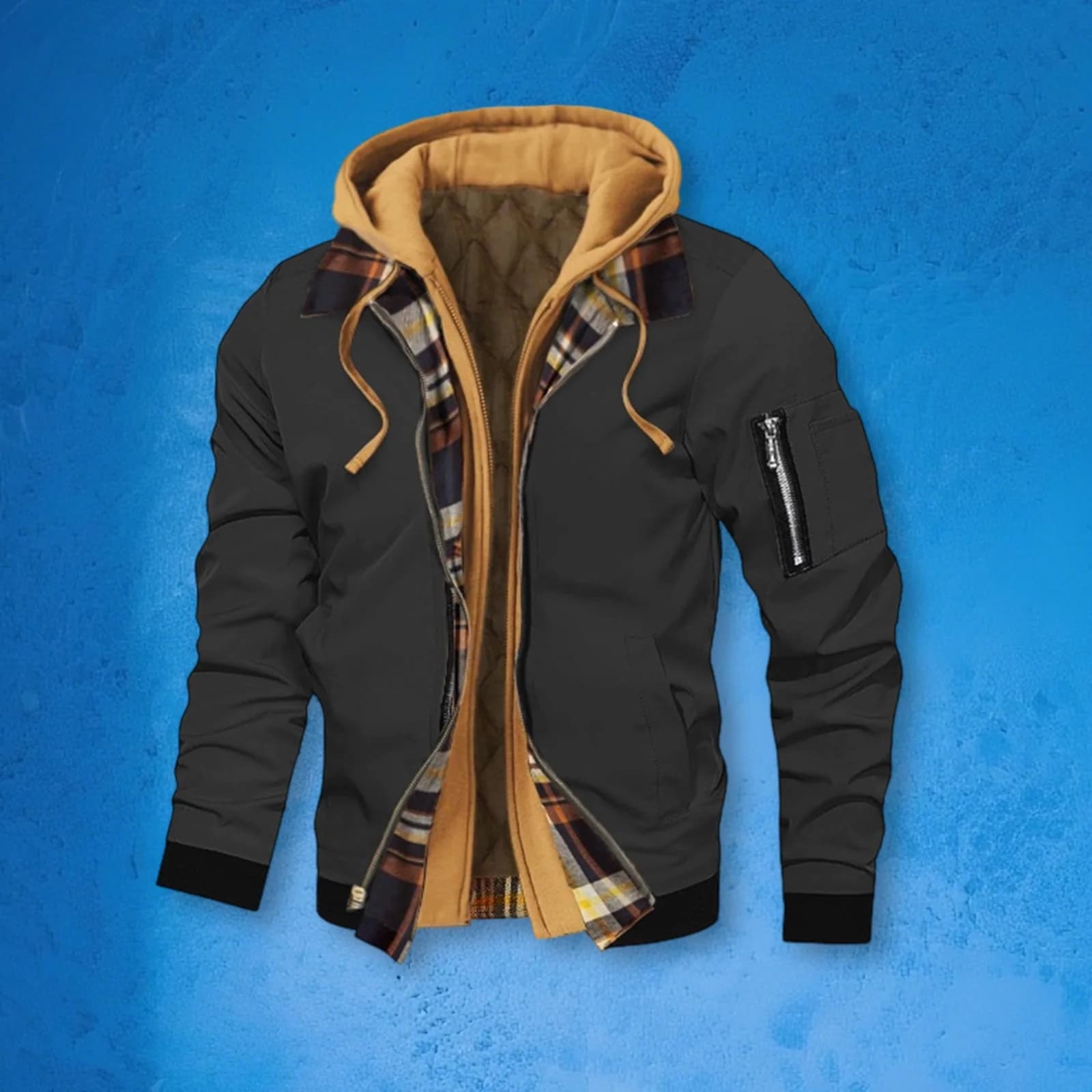 Veste pêche hiver homme fausse deux pièces - Vêtement chaud à fermeture pour pêche froide