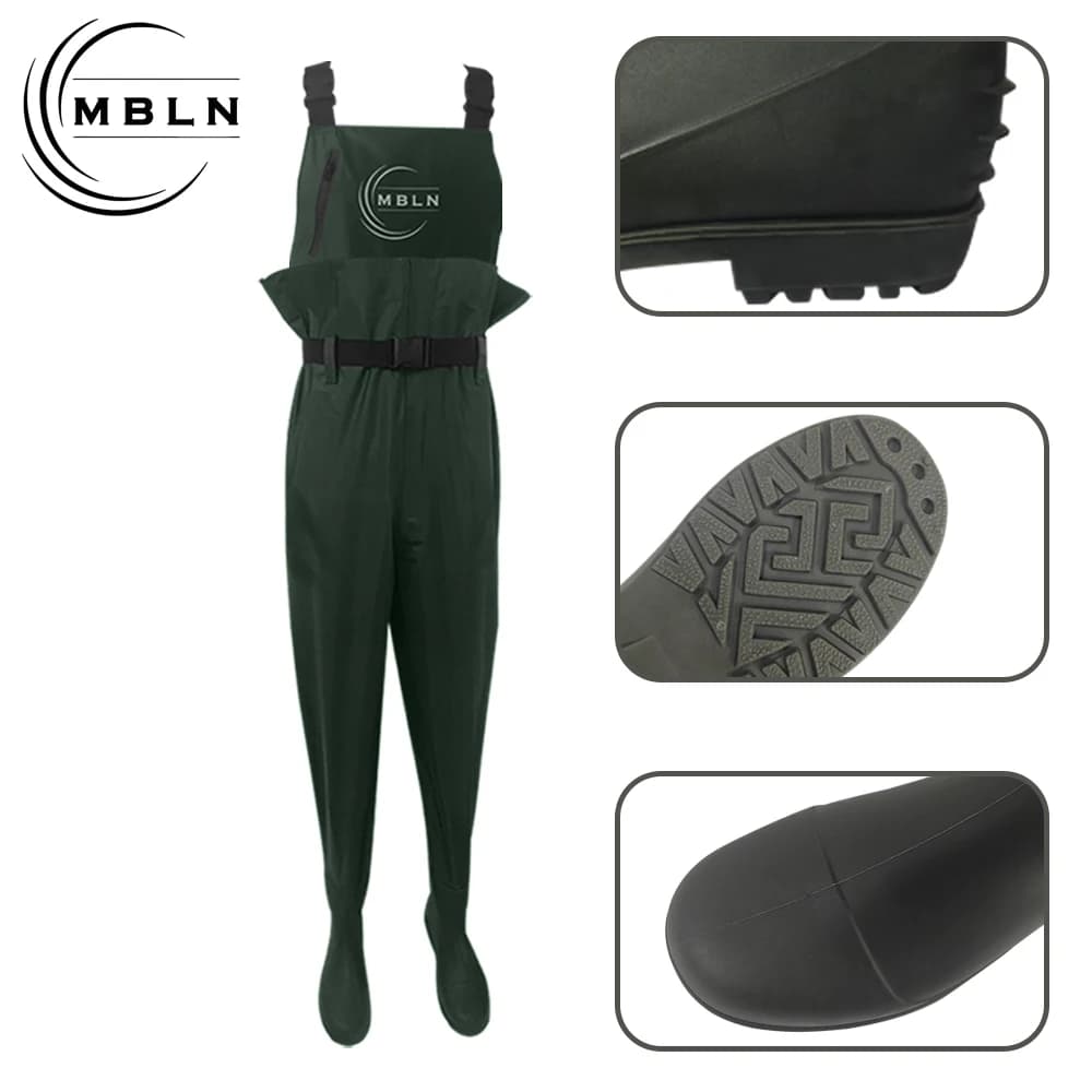 Pantalon de pêche waders PVC étanche respirant avec zip pour la pêche à la mouche et la chasse
