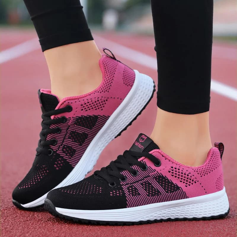 Chaussures casual femme mesh respirantes lacets plates sneakers pêche marche confort rose noir blanc