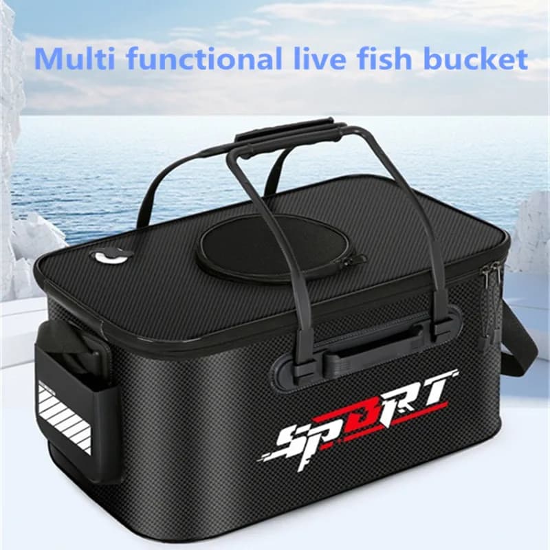Vivier pliable transportable pour poissons vivants en pêche camping et voyage
