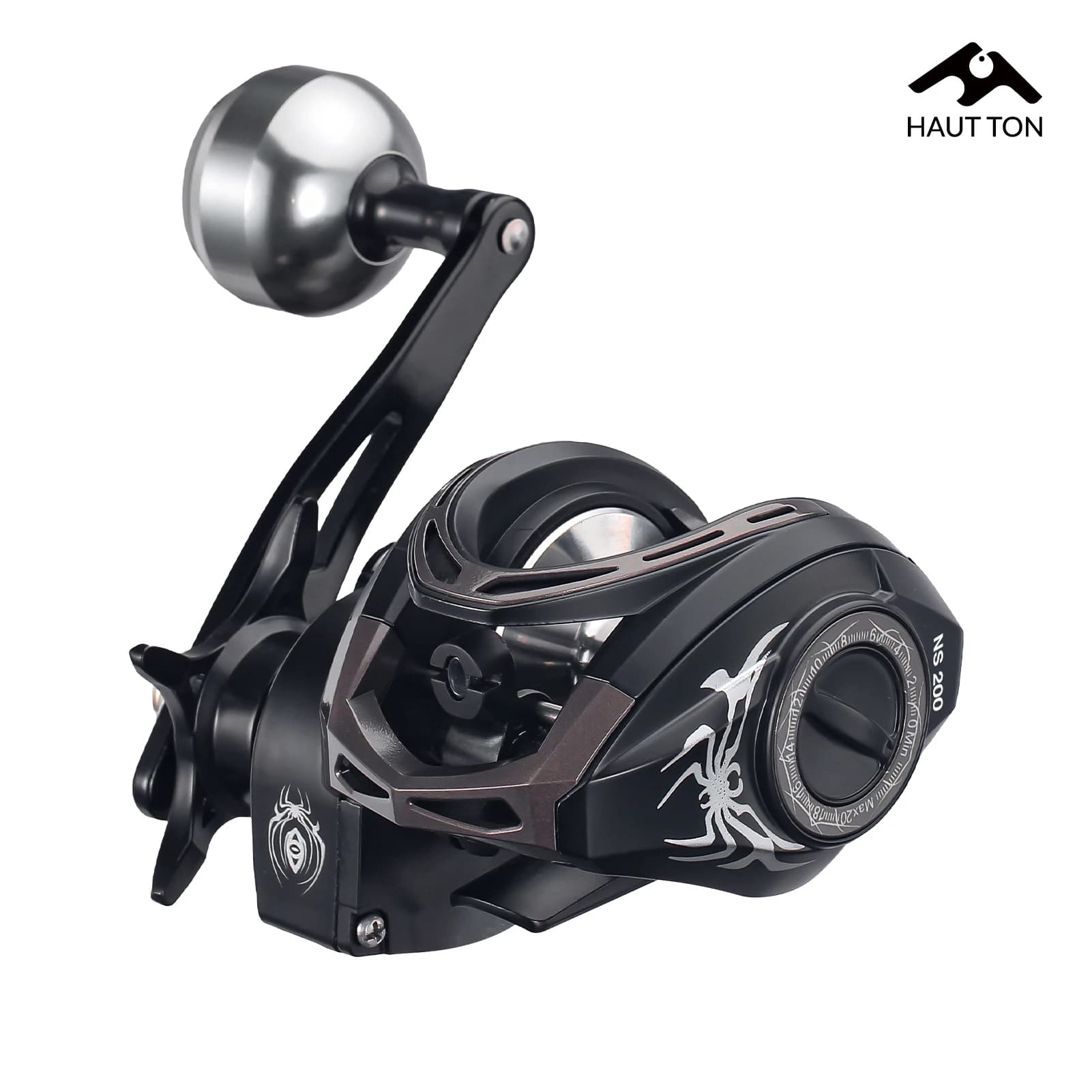 Moulinet baitcaster HAUT TON noir 6.3:1 frein 7kg 5+1BB pour pêche black bass eau douce et mer