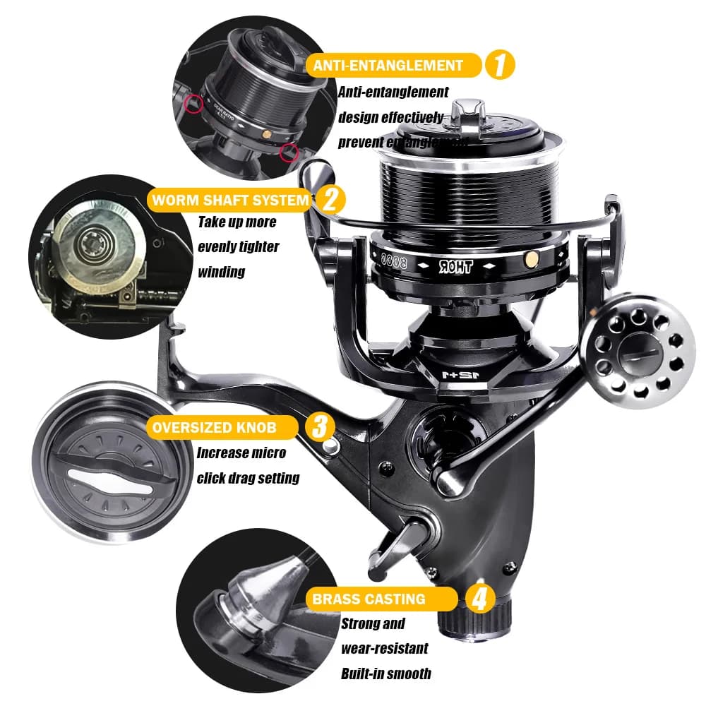 Moulinet carpe double frein 27KG 12+1BB - Pour pêche en mer et eau douce avec accessoires complets