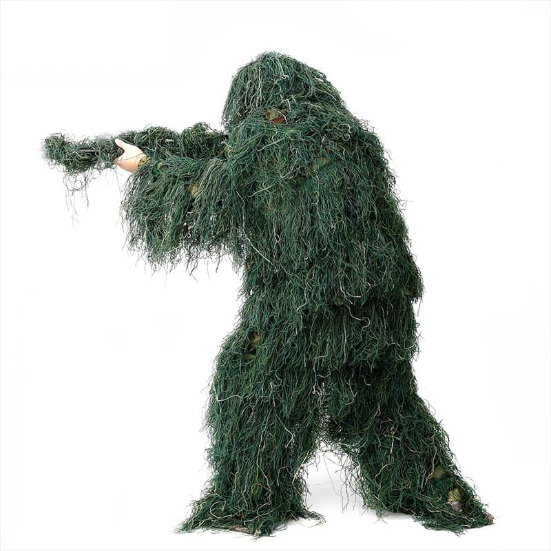 Combinaison ghillie 5 en 1 camouflage herbe sèche - Tenue jungle pêche photographie observation