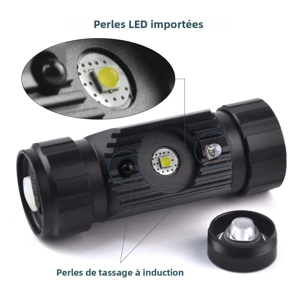 Lampe frontale BORUiT 020 avec détecteur de mouvement 1000LM rechargeable USB-C étanche pêche