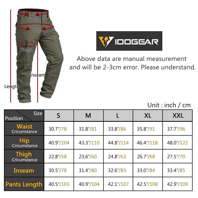 Pantalon de combat léger IDOGEAR GL tactique - Pêche, airsoft, chasse, sports outdoor slim fit