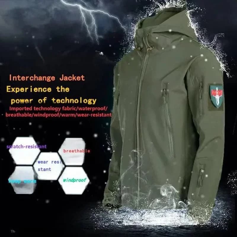 Veste soft shell tactique capuche polaire homme hiver coupe-vent imperméable chaude outdoor multi-poches 5XL 6XL
