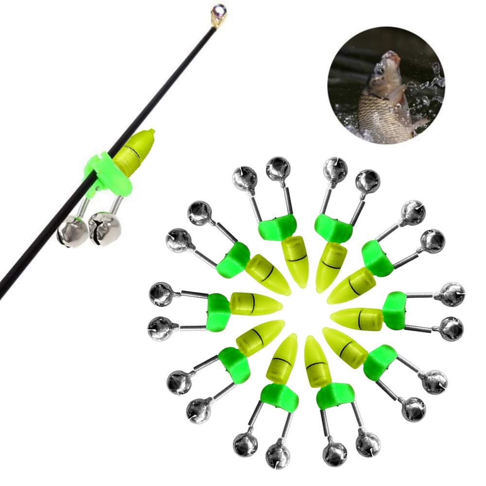 Alarme de touche LED pour pêche de nuit avec 10 lumières et double clochette - Détecteur de touches