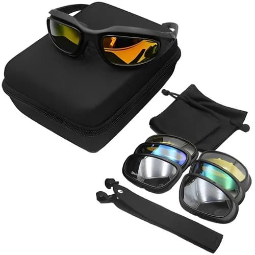 Lunettes de sport tactiques C5 polarisées 4 verres pour tir, chasse, randonnée et pêche