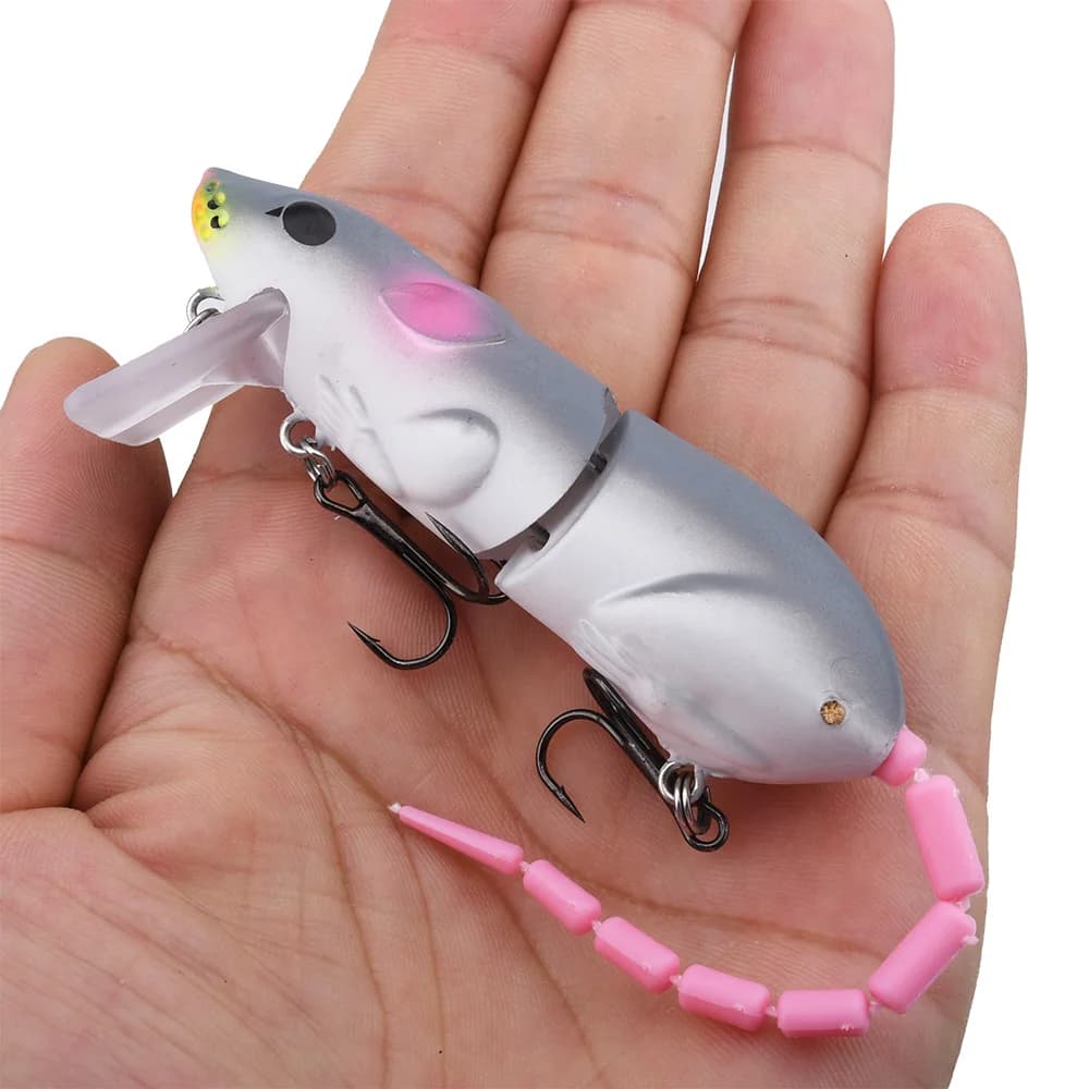Leurre souris 15.5cm flottant pour brochet et perche - Appât plastique rat swimbait pêche