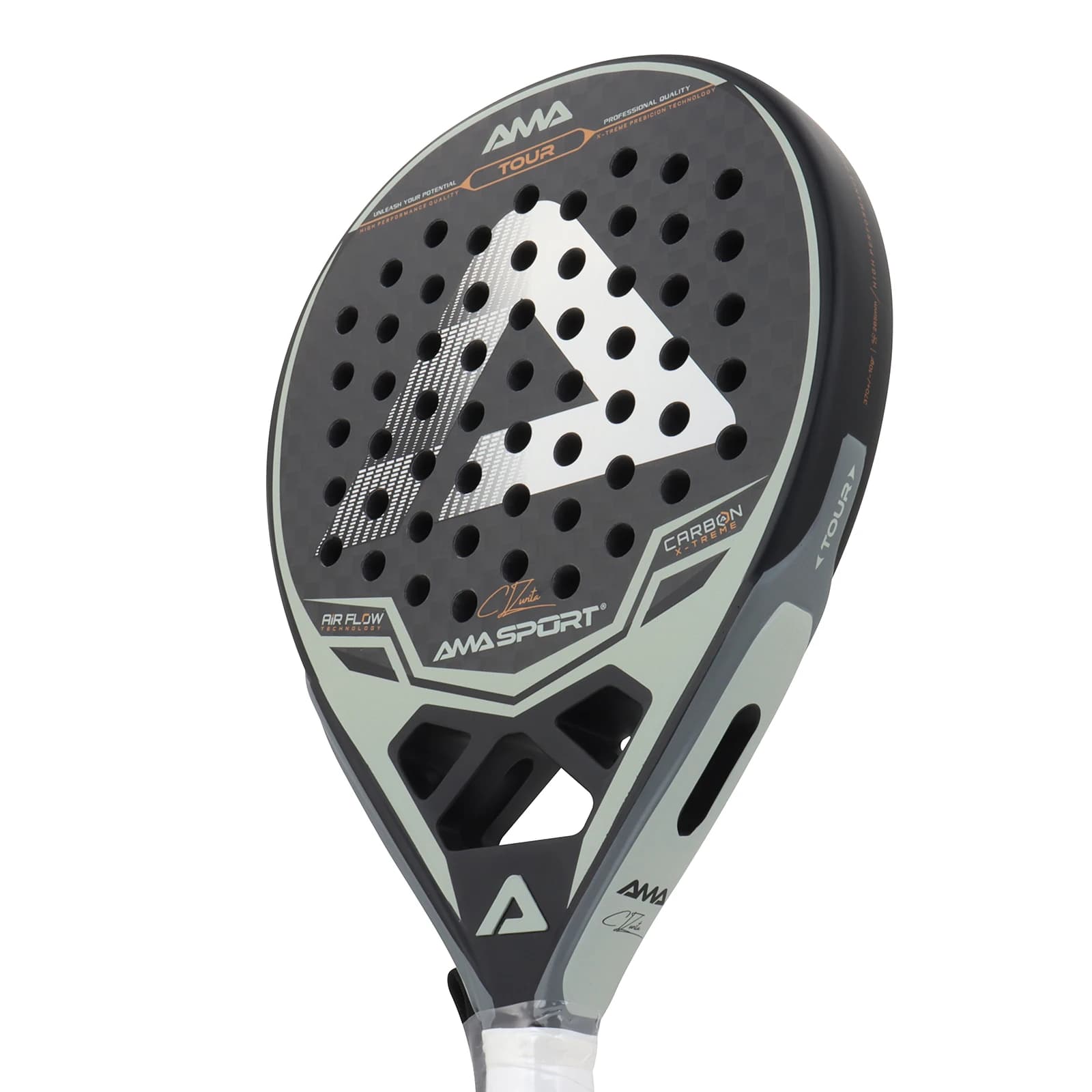 Raquette de padel AMASPORT 12K haute densité forme originale avec mousse EVA Memory Flex pour débutants à experts