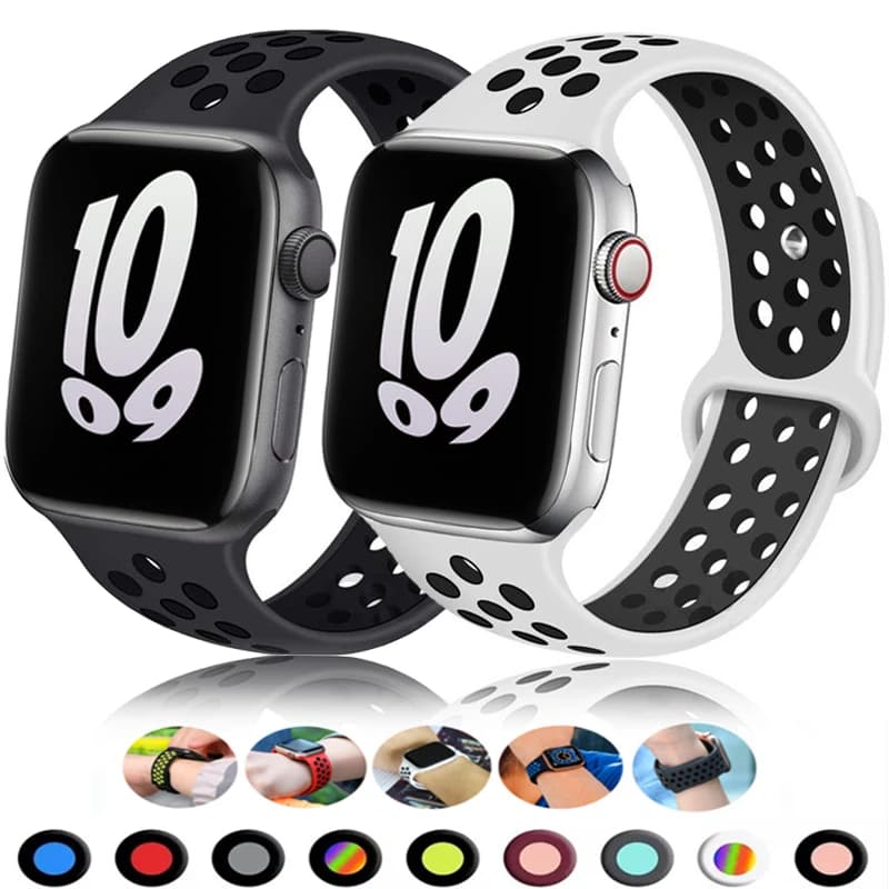 Bracelet Sport Respirant Apple Watch 46mm 44mm 40mm pour Pêche - Compatible iWatch Series 10 9 8 7 Ultra