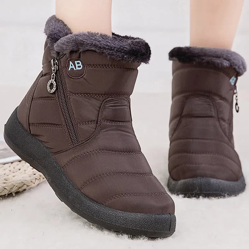 Bottines femme fourrure hiver talons bas - Chaussures neige étanches botas mujer chaussures hiver