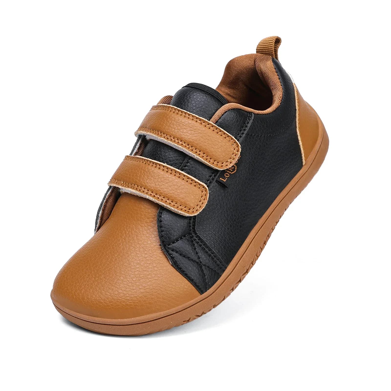 Chaussures pieds nus enfants large orteils minimalistes légères scratch cuir artificiel pêche famille