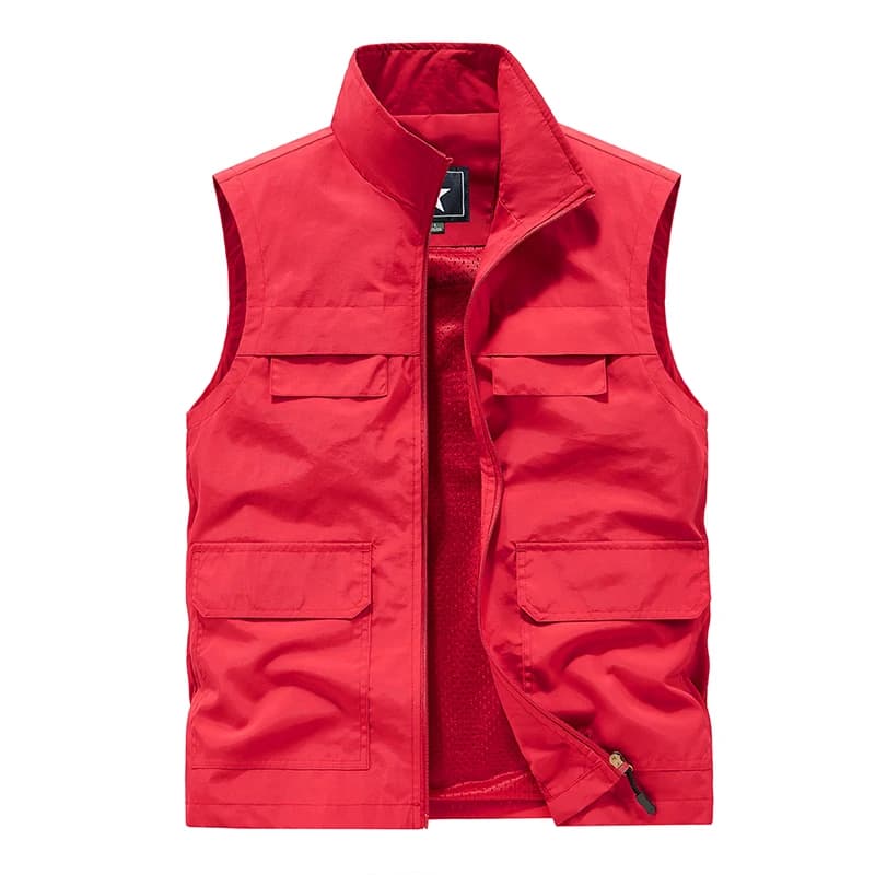 Gilet pêche homme sans manches respirant multi-poches été pêche sportive vêtement décontracté