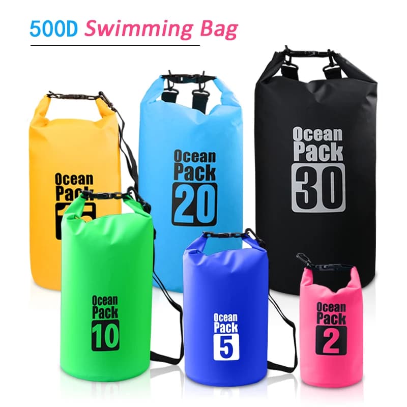 Sac étanche flottant 500D 2L à 30L pour pêche en bateau rafting et activités nautiques