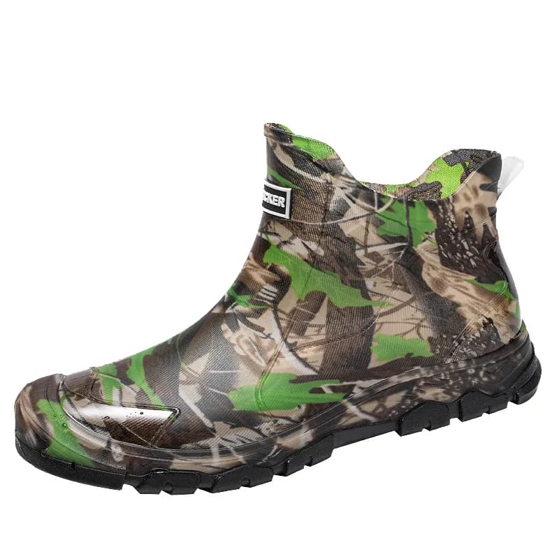 Bottes de pluie camouflage homme polyvalentes résistantes imperméables courtes antidérapantes