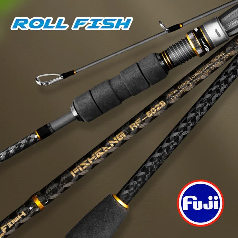 Canne jigging lent ROLLFISH bateau mer carbone 1.68/1.8/1.98m pour bar leurres