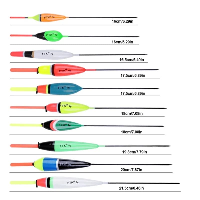 Lot de 10 flotteurs légers en liège pour la pêche à la carpe, multicolores, tailles 1