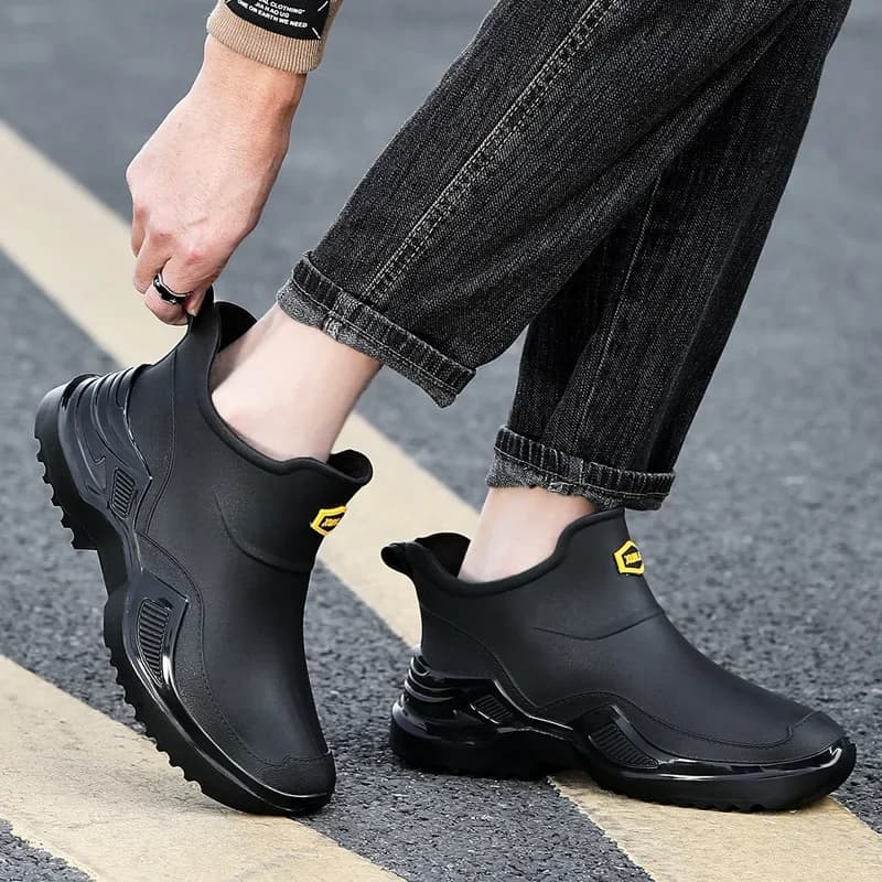 Bottes de pluie militaires vertes hommes sport courtes épaisses antidérapantes pêche EVA semelle