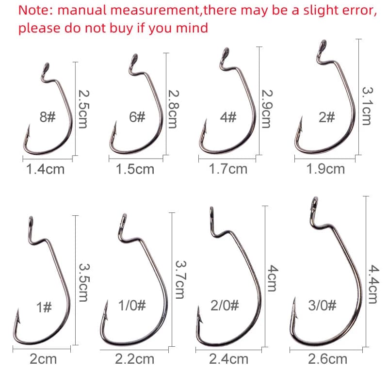 50 hameçons crank offset large ouverture pour leurres souples pêche en mer carnassiers brochet carpe coffret