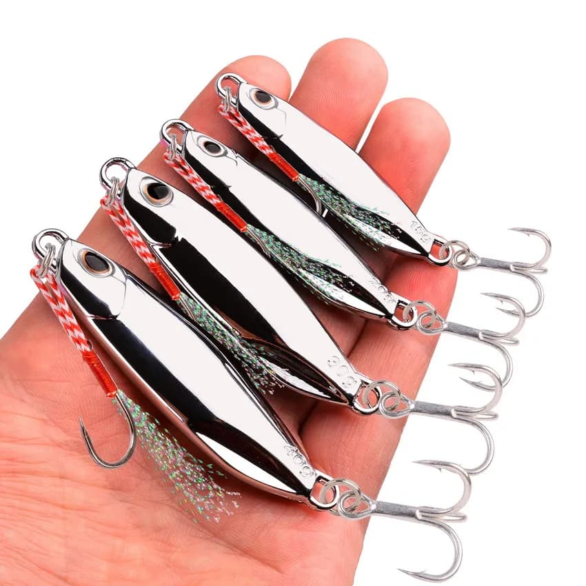 Lot de 10 leurres métal jig spoon 10g 20g 30g 40g pour bar, pêche en mer et jigging
