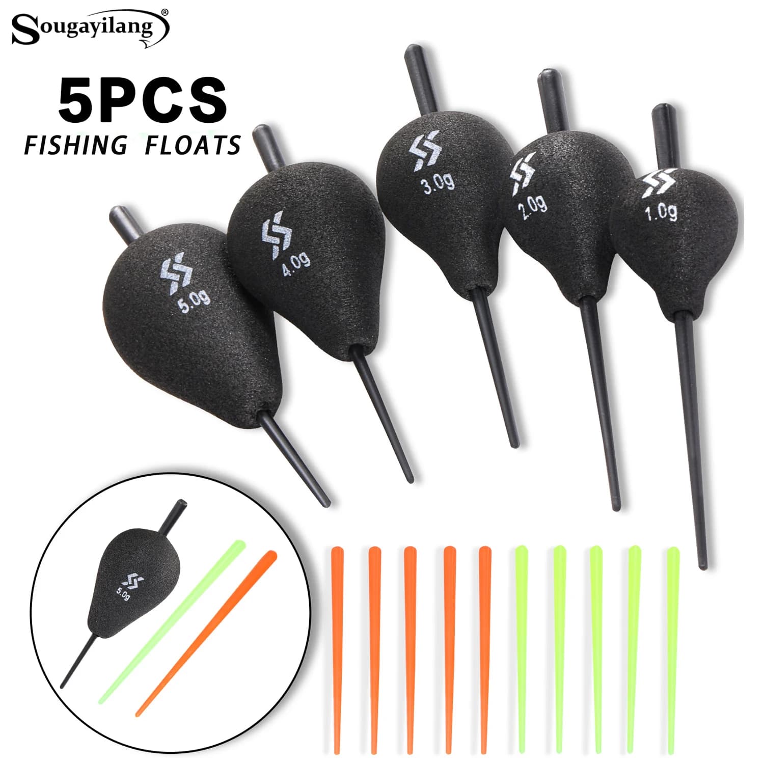 Flotteur de pêche lumineux nuit Sougayilang 1 ou 5 pièces EVA professionnel pour pêche verticale