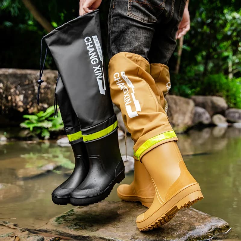 Bottes de pêche mode hautes imperméables en caoutchouc pour pêche extérieure et travail