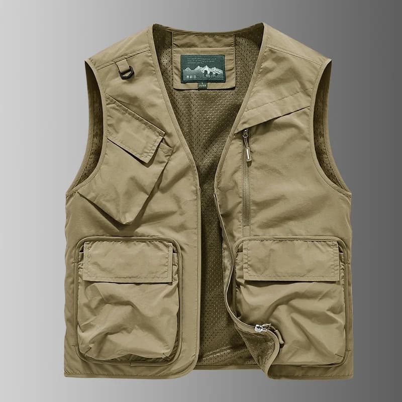 Gilet mode homme 2025 multi-poches fin ample sans manches veste extérieur pêche grande taille décontracté