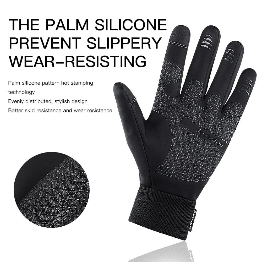 Gants vélo hiver pêche imperméables écran tactile - Protection velours polaire randonnée hivernale