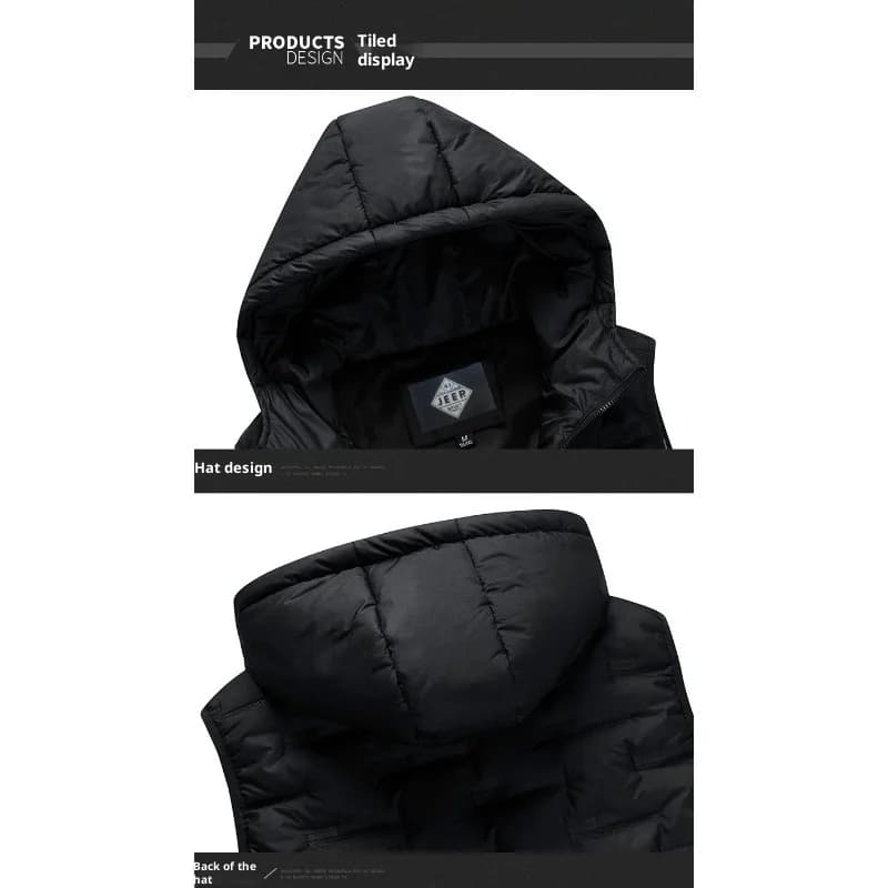Gilet homme Jeep Spirit coupe-vent chaud - Cardigan à capuche color block pour automne hiver