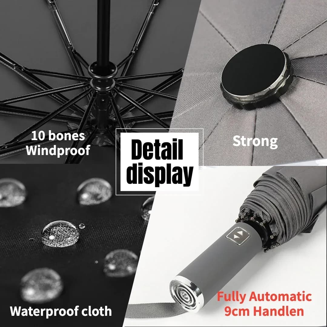 Grand parapluie automatique pliant homme femme - Anti-vent imperméable protection UV pluie forte