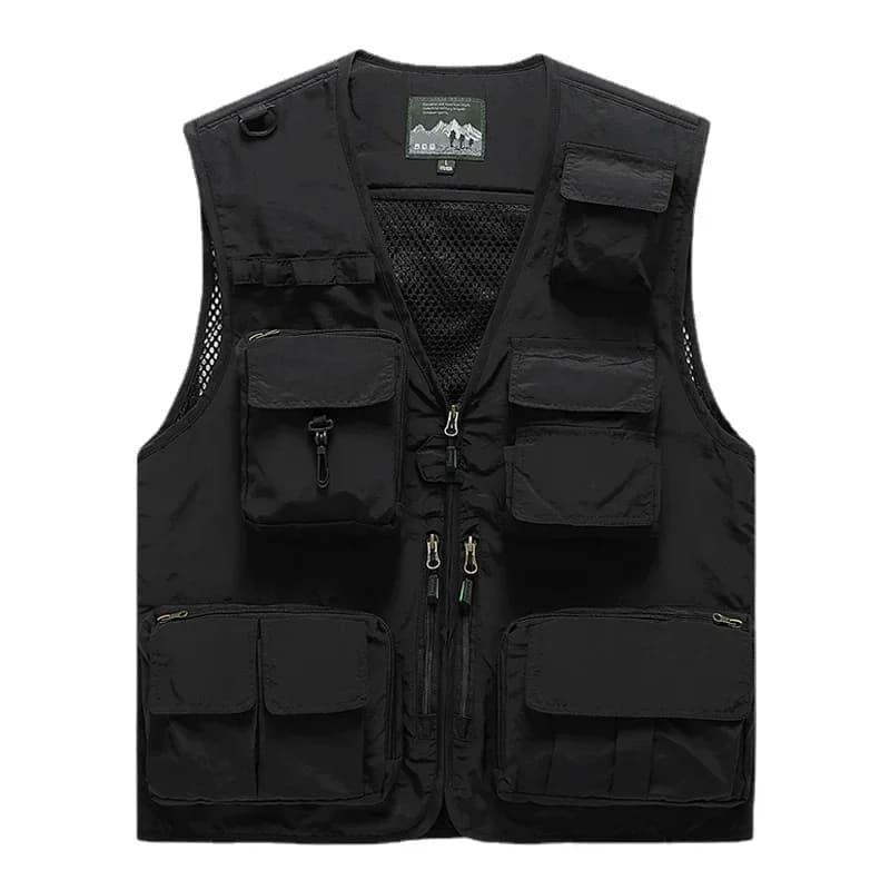 Veste de pêche respirante homme 6XL avec multiples poches pour équipement et photographie