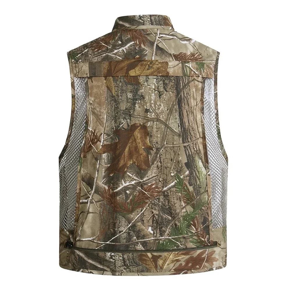 Veste estivale homme décontractée en mesh vert camouflage à multiples poches pour photographes