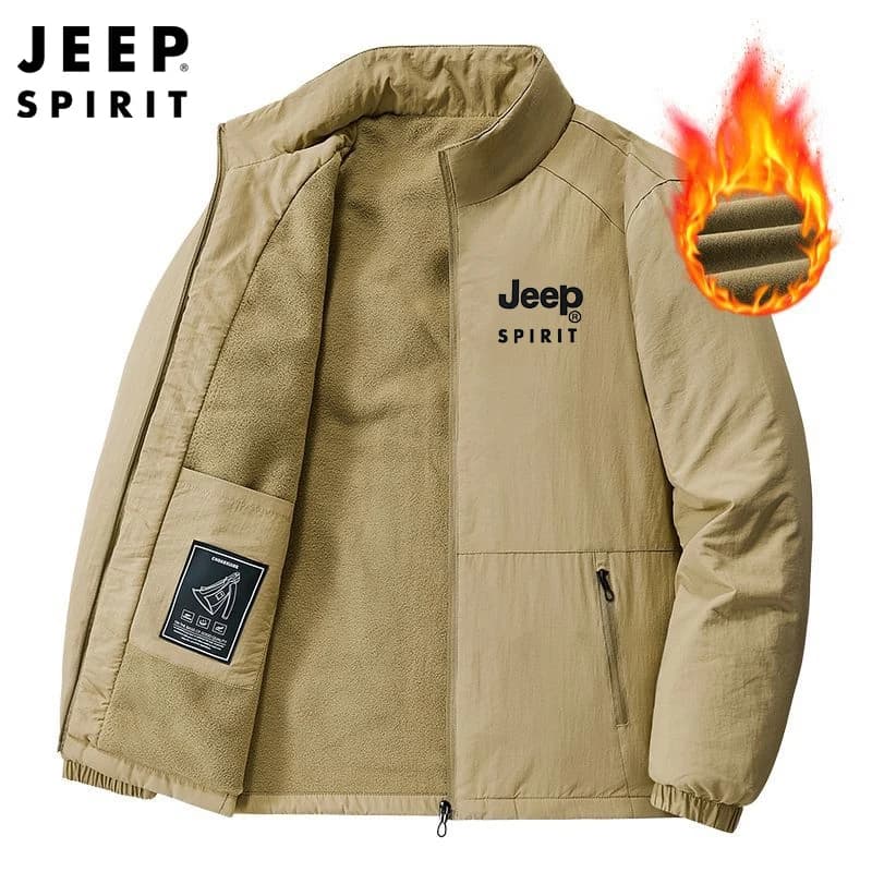 Veste Jeep Spirit homme printemps automne - Veste col montant casual chaude - Veste coupe-vent couleur unie