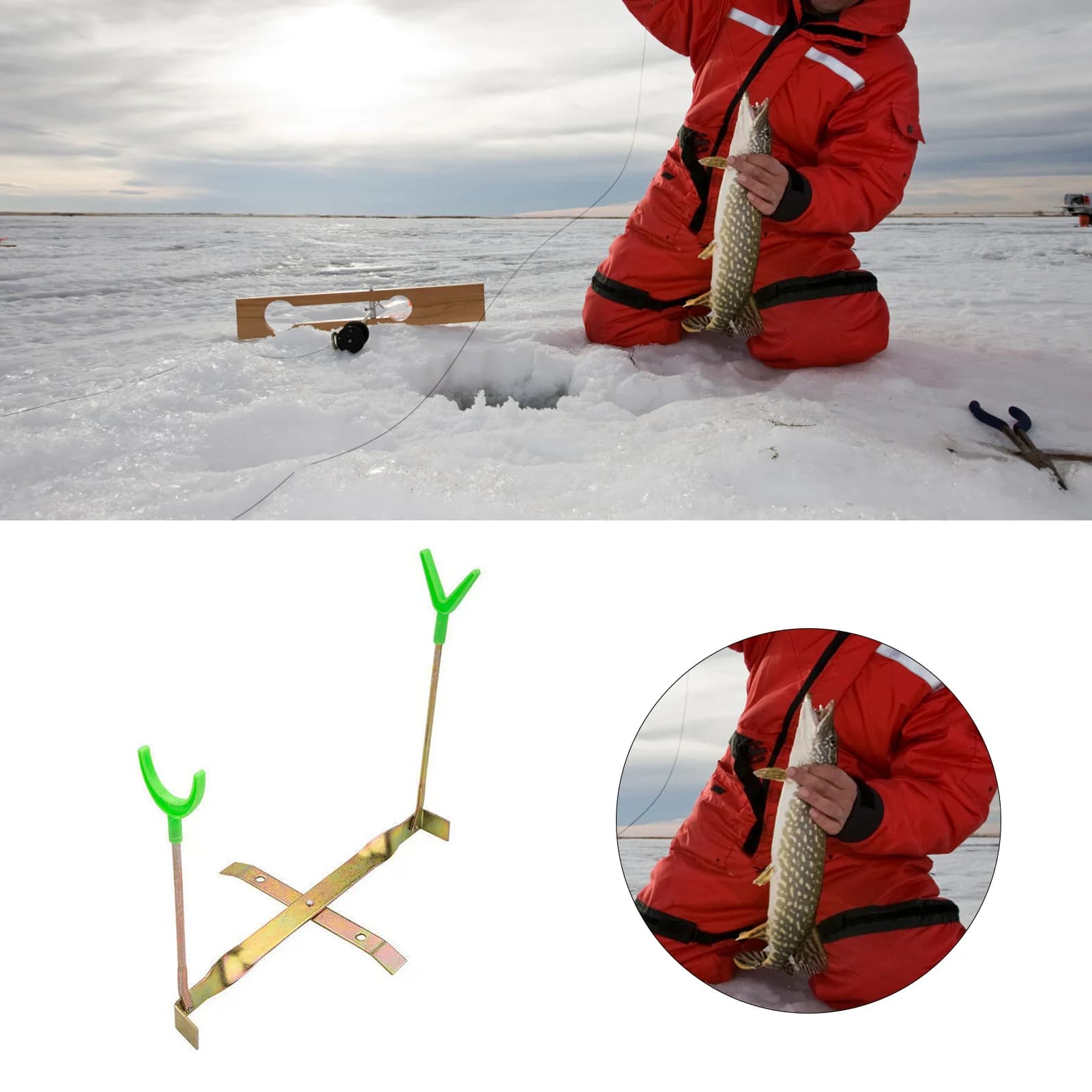 Support canne pêche glace réglable - porte-canne rack pole holder adaptable reels spinning