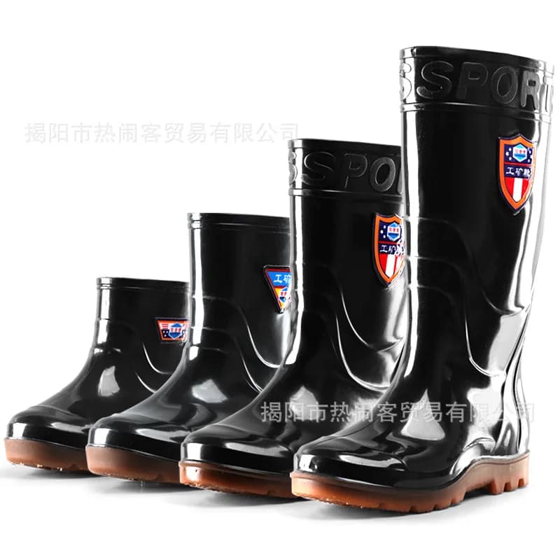Bottes de pluie homme doublées polaire hautes chaudes imperméables antidérapantes pêche hiver
