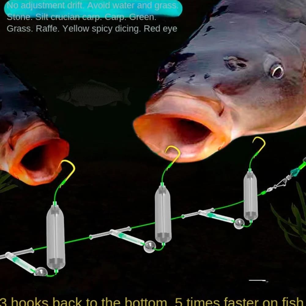 Montage carp ready-to-use 3 hacks Iseni avec hameçons barbelés tailles 4#-11# pour pêche à la bouillette