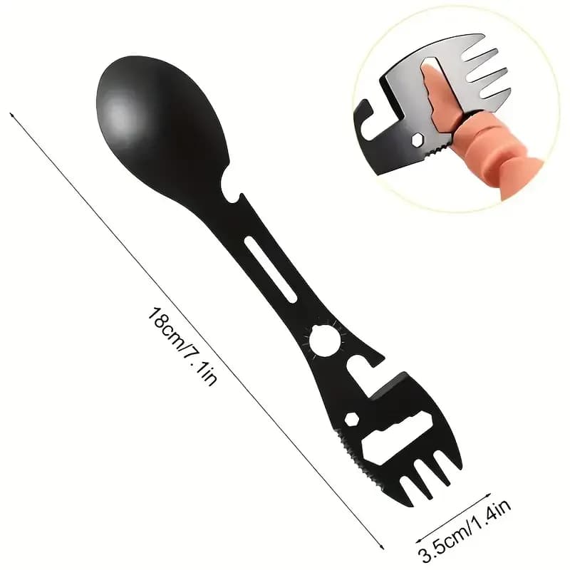 Fourchette cuillère outil polyvalent camping léger ouvre-bouteille survie utilitaire tactique