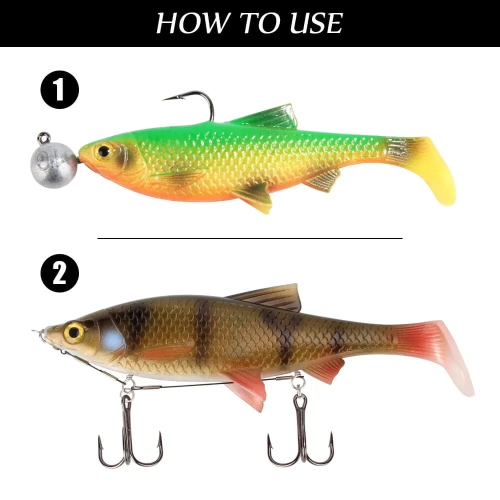 Leurre souple Spinpoler 3D River Roach pour pêche du brochet et du sandre - appât silicone réaliste