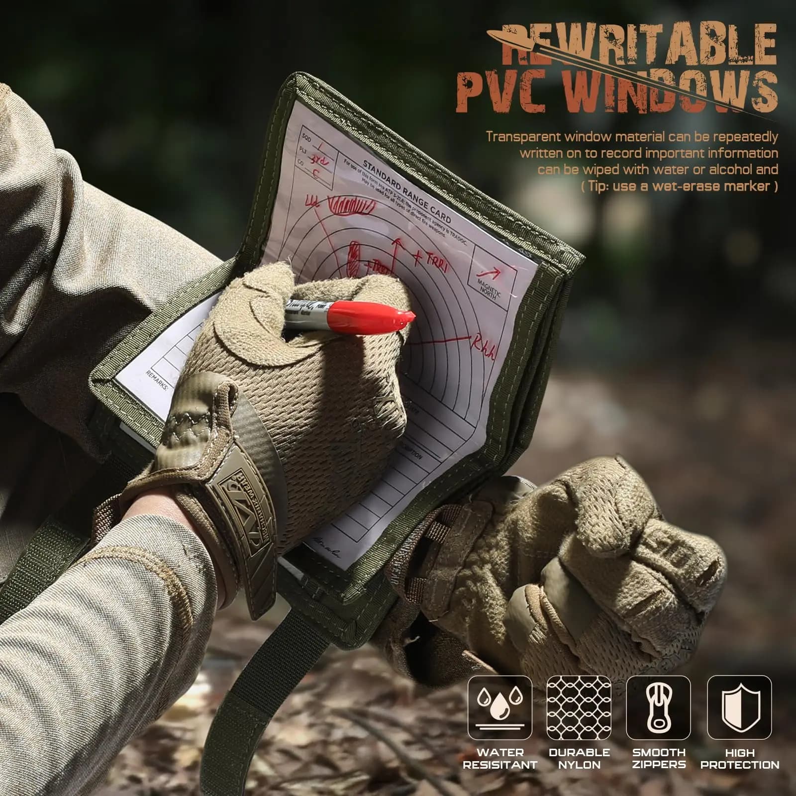 Étui carte tactique bras pour chasse et secours - Porte-carte militaire étanche mesure terrain
